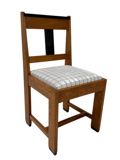 1920s Art Deco Modernist Side Chair by Jan Brunott, Oak & Velvet